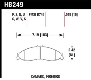 Chevrolet Camaro Brake Pad Sets - Front - Hawk Performance - HP+ - `98-`02